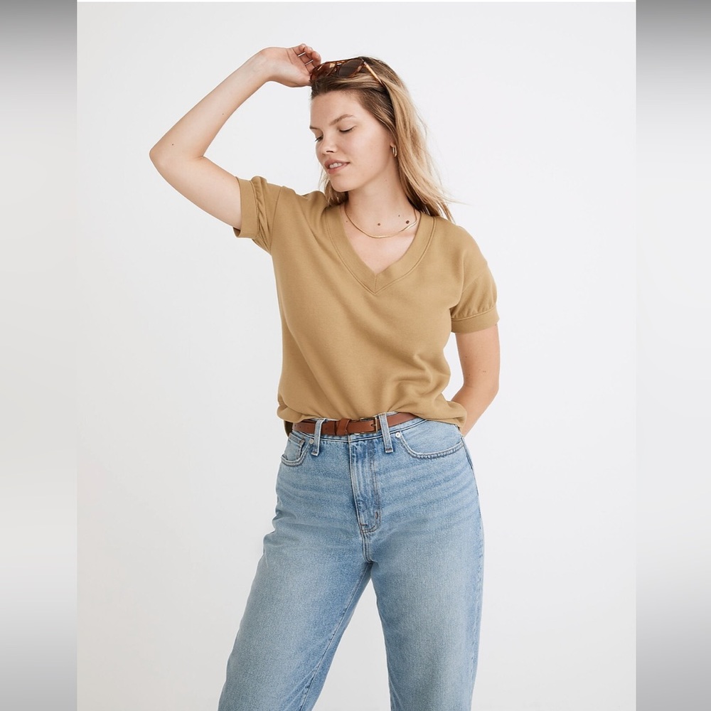 MADEWELL (Re)sourced French Terry Sweatshirt Tee XS in Olive Surplus Color